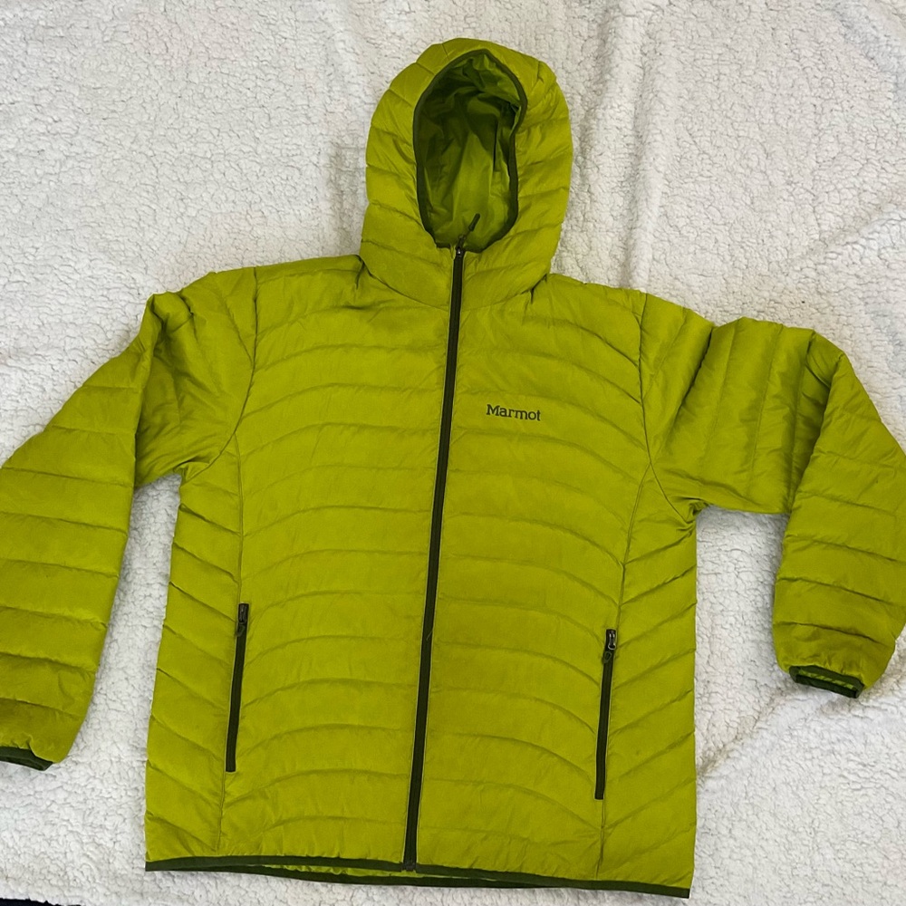 Marmot Men's Vibrant Green Hooded Puffer Jacket